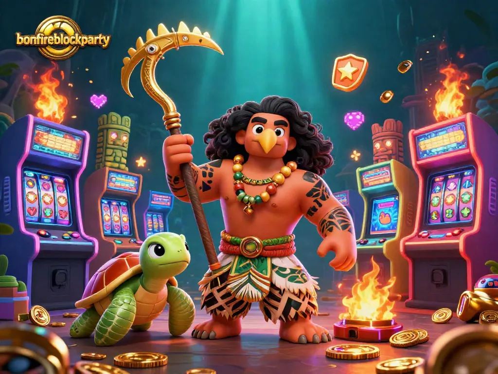 Experience the thrill of bonfireblockparty with a vibrant casino scene featuring a demigod hawk and exciting game elements.